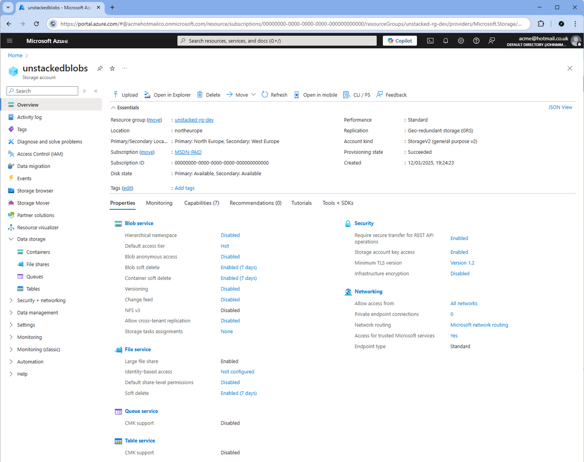 getting started with the azure blob storage net client library image 01